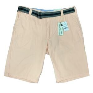 Blu Rock Shorts Mens 38 Peach Cotton Belted Pockets Preppy Golf Chino New